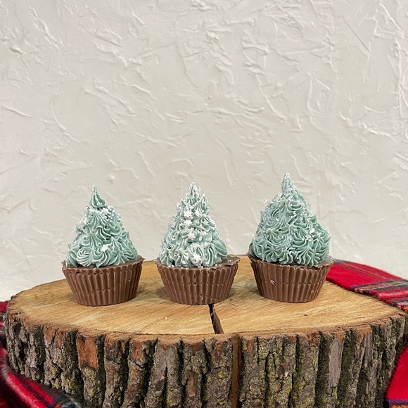 Mini Christmas Tree Cupcake Artisan Soap Bar | Festive & Fun! - Picture 2 of 4